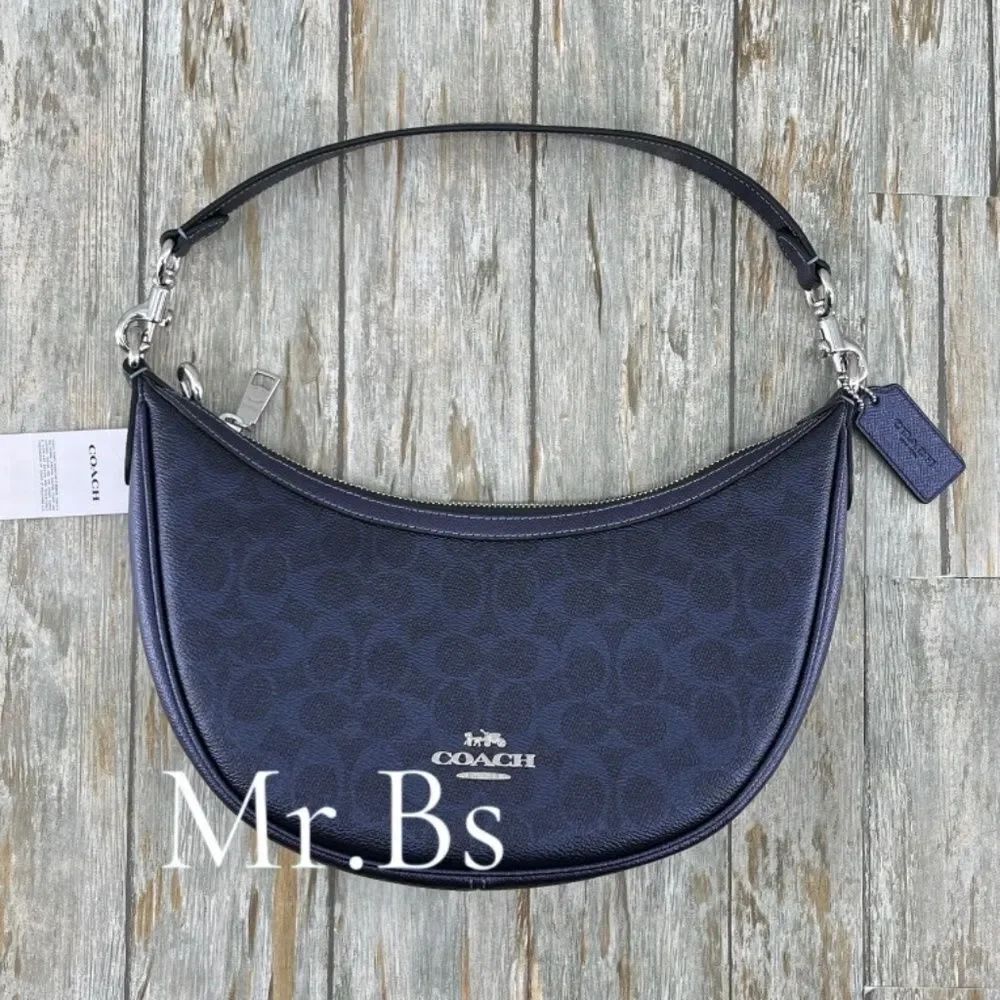 Coach Aria Shoulder Bag in Blue Metallic Purse
